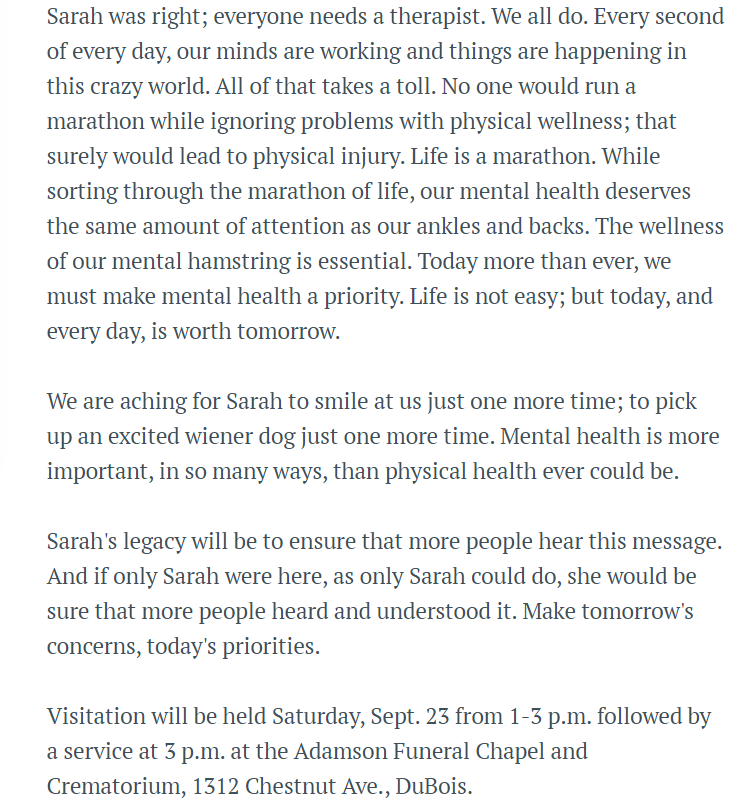 DuBois, PA Sarah Zwick Obituary